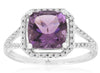 2.20CT DIAMOND & AAA AMETHYST 14KT WHITE GOLD CUSHION & ROUND HALO OCTAGON RING