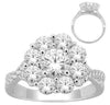 ESTATE LARGE 1.50CT DIAMOND 14KT WHITE GOLD 3D FLOWER CLUSTER SEMI ETERNITY RING