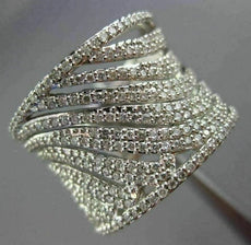 ESTATE LARGE 1.21CT DIAMOND 14K WHITE GOLD 3D MULTI WAVE SEMI ETERNITY LOVE RING
