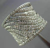 ESTATE LARGE 1.21CT DIAMOND 14K WHITE GOLD 3D MULTI WAVE SEMI ETERNITY LOVE RING