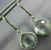 5.0CT AAA GREEN AMETHYST 14KT WHITE GOLD 3D CUSHION LEVER BACK HANGING EARRINGS