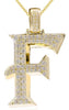 ESTATE LARGE 1.56CT DIAMOND 14KT YELLOW GOLD 3D F INITIAL FUN FLOATING PENDANT