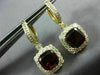 ESTATE LARGE 6.18CT DIAMOND & AAA GARNET 14KT YELLOW GOLD HALO HANGING EARRINGS