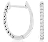 .33CT DIAMOND 14KT WHITE GOLD 3D ROUND CLASSIC OVAL HOOP HUGGIE HANGING EARRINGS