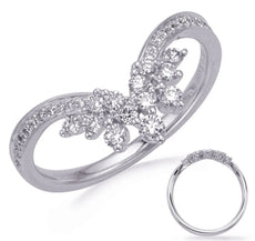 ESTATE .37CT DIAMOND 14KT WHITE GOLD 3D ROUND V SHAPE CLUSTER CROWN RING