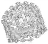 ESTATE LARGE 2.39CT DIAMOND 18KT WHITE GOLD 3D ROUND & BAGUETTE CLUSTER FUN RING