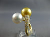 LARGE .93CT DIAMOND & AAA WHITE & GOLDEN SOUTH SEA PEARL 18K YELLOW GOLD 3D RING