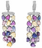 ESTATE LARGE 47.22CT DIAMOND & AAA MULTI COLOR SAPPHIRE 18KT WHITE GOLD EARRINGS