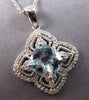 LARGE 2.35CT DIAMOND & AAA AQUAMARINE 14KT WHITE GOLD FILIGREE FLOATING PENDANT