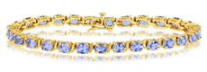 9.58CT AAA TANZANITE 14KT YELLOW GOLD 3D CLASSIC OVAL ETERNITY TENNIS BRACELET