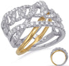 LARGE .94CT DIAMOND 14KT 2 TONE GOLD MULTI ROW LINK CROSS CROSS LOVE KNOT RING