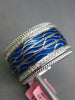 WIDE .45CT DIAMOND & BLUE ENAMEL 18KT WHITE GOLD ETERNITY COMFORT FIT FUN RING
