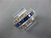 WIDE 1.93CT DIAMOND AAA SAPPHIRE 14KT WHITE GOLD PRINCESS 3 ROW ANNIVERSARY RING
