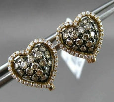 ESTATE 1.03CT FANCY DIAMOND FLOATING HEART 14K ROSE & BLACK GOLD CLIPON EARRINGS