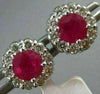 ESTATE 1.30CT DIAMOND & AAA RUBY 14KT WHITE GOLD 3D FLOWER CLASSIC STUD EARRINGS