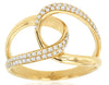 ESTATE LARGE .25CT DIAMOND 14KT YELLOW GOLD 3D TWO ROW LOVE KNOT FUN RING