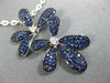 LARGE DIAMOND & AAA SAPPHIRE 18KT WHITE GOLD DOUBLE FLOWER BUTTERFLY FUN PENDANT