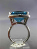 ESTATE EXTRA LARGE 10.20CT AAA BLUE TOPAZ 14K WHITE GOLD 3D SQUARE HALO FUN RING