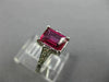 WIDE 1.29CT DIAMOND & AAA RUBY 18KT WHITE GOLD EMERALD CUT SOLITAIRE RING #27636