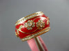 WIDE 1.23CT DIAMOND & RED ENAMEL 18KT ROSE GOLD MULTI FLOWER ETERNITY FUN RING