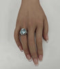 EXTRA LARGE 8.48CT DIAMOND & AAA PARAIBA TOURMALINE 18K 2 TONE GOLD 3D HALO RING