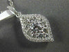 ESTATE .65CT DIAMOND 18K WHITE GOLD CLUSTER TEAR DROP LEAF HALO FLOATING PENDANT