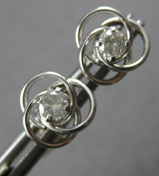 ESTATE .14CT DIAMOND 14KT WHITE GOLD 3D CLASSIC SOLITAIRE FLOWER STUD EARRINGS