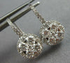 1.35CT DIAMOND 14KT WHITE GOLD 3D CLUSTER FLOWER HALO LEVERBACK HANGING EARRINGS