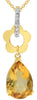 1.71CT DIAMOND & AAA CITRINE 14KT YELLOW GOLD PEAR SHAPE & ROUND FLOWER PENDANT