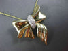 ANTIQUE LARGE .20CT DIAMOND 14K WHITE & YELLOW GOLD BOW TIE SLIDE PENDANT #22963