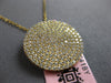 LARGE 1.0CT DIAMOND 14KT YELLOW GOLD 3D MULTI ROW PAVE CIRCULAR FLOATING PENDANT
