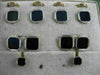 ANTIQUE LARGE MORTIMER RICKS AAA ONYX PLATINUM OCTAGON SHIRT STUD CUFFLINK SET