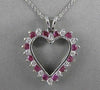 ESTATE .75CTW DIAMOND RUBY 14KT WHITE GOLD OPEN HEART PENDANT + CHAIN G VS #9994