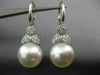ESTATE LARGE .70CT DIAMOND & AAA SOUTH SEA PEARL 18K WHITE GOLD HANGING EARRINGS