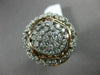 ESTATE LARGE 1.50CT DIAMOND 14KT WHITE & ROSE GOLD FLOWER FILIGREE COCKTAIL RING