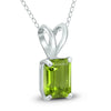ESTATE .85CT AAA PERIDOT 14KT WHITE GOLD EMERALD CUT SOLITAIRE FLOATING PENDANT