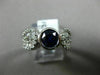 ESTATE 2.41CT ROUND DIAMOND & SAPPHIRE 18KT WHITE GOLD 3D BEZEL ENGAGEMENT RING