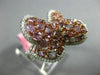 ESTATE LARGE 3.25CT WHITE & PINK DIAMOND 18K WHITE & ROSE BUTTERFLY FLOWER RING