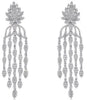 LARGE 4.05CT DIAMOND 18KT WHITE GOLD CLUSTER FLOWER CHANDELIER HANGING EARRINGS