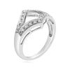 .13CT DIAMOND 14KT WHITE GOLD 3D CLASSIC DOUBLE V GEOMETRICAL FILIGREE FUN RING