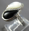 LARGE .18CT DIAMOND & AAA MOTHER OF PEARL & ONYX 18KT WHITE GOLD LOVE RING 28166