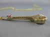 ANTIQUE LARGE RUBY SAPPHIRE BANJO GUITAR 14K YELLOW GOLD FILIGREE PENDANT #20852