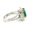 LARGE 3.6CT DIAMOND & AAA EMERALD 18KT 2 TONE GOLD CUSHION HALO ENGAGEMENT RING