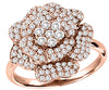 ESTATE 1.0CT DIAMOND 14KT ROSE GOLD 3D CLASSIC FLOWER ROSE LOVE RING