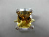 ESTATE LARGE 4.99CT DIAMOND & AAA CITRINE 14K WHTIE GOLD 3D CUSHION CUT FUN RING