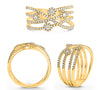 WIDE .45CT DIAMOND 14KT YELLOW GOLD MULTI FLOWER INFINITY CRISS CROSS LOVE RING