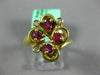 ESTATE LARGE .46CT DIAMOND & AAA RUBY 18K YELLOW GOLD 3D FLOWER ANNIVERSARY RING
