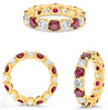 4.76CT DIAMOND & AAA RUBY 14K YELLOW GOLD 3D ROUND WEDDING BAND ANNIVERSARY RING