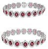 20.68CT DIAMOND & AAA RUBY 18KT WHITE GOLD 3D OVAL & ROUND HALO BANGLE BRACELET