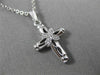 ANTIQUE SMALL .04CT DIAMOND 14KT WHITE GOLD CLASSIC FLORAL CROSS PENDANT #20808